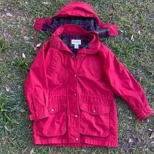 Vintage Red Eddie Bauer Coat w/ Plaid Lining